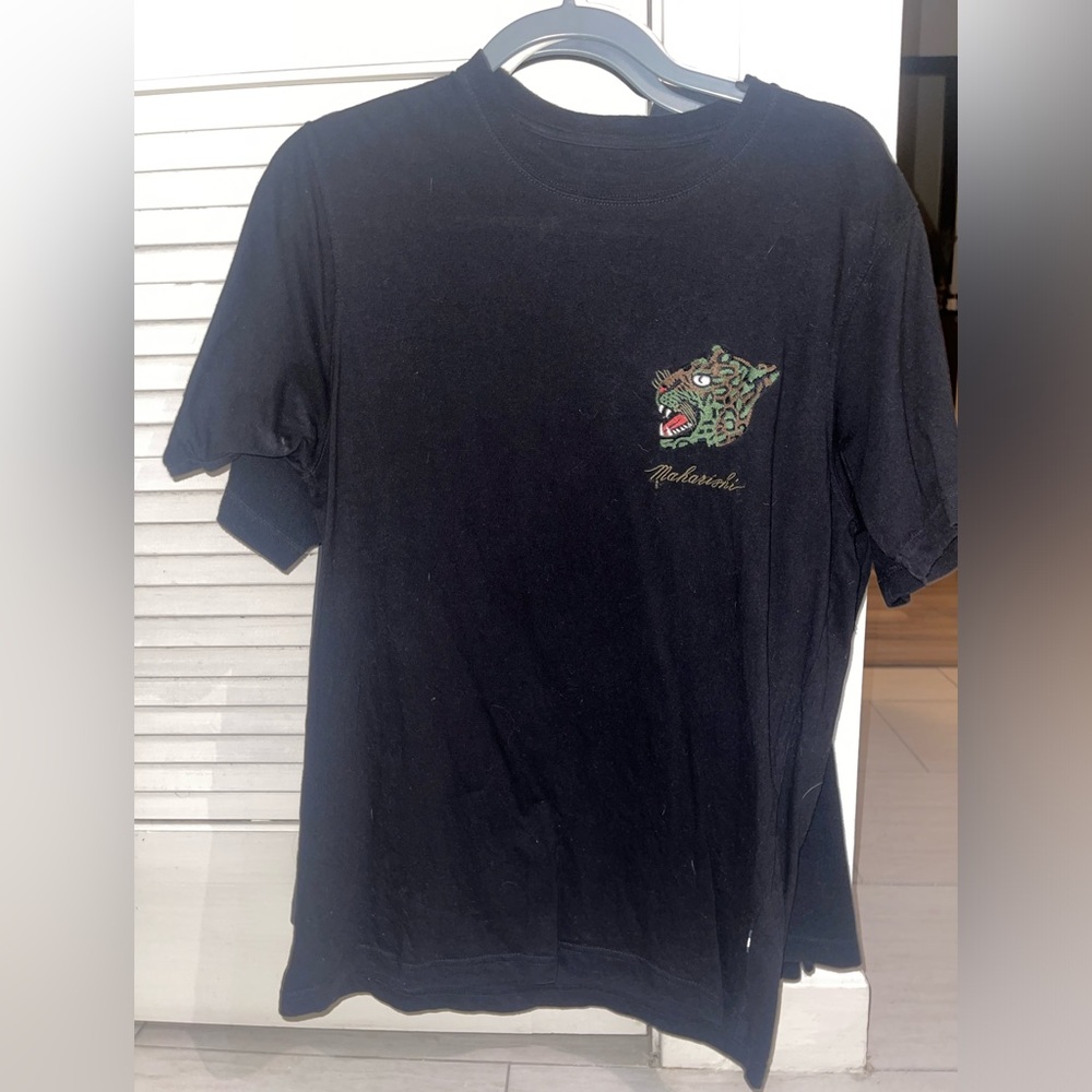 Maharishi black t shirt with leopard
